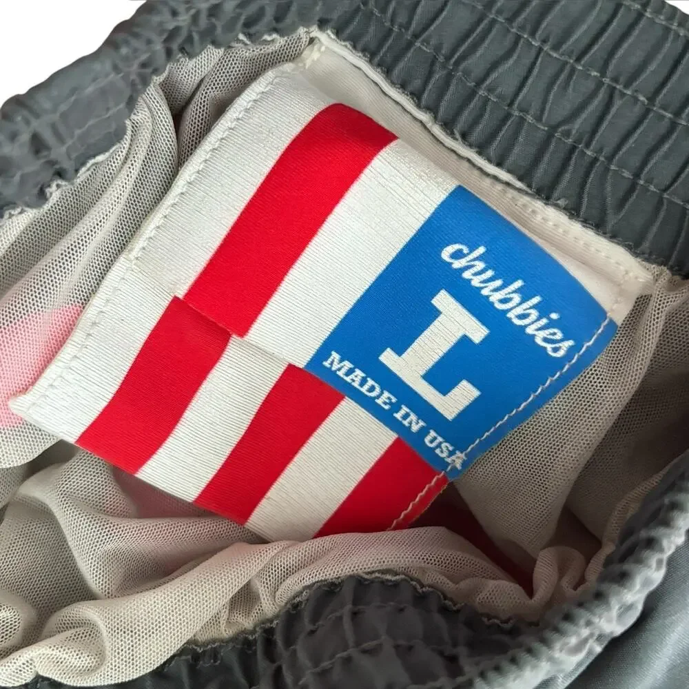 Chubbies Swim Trunks Mens Mahalo Gray Pink Colorblock Liner Pocket Hawaii Large